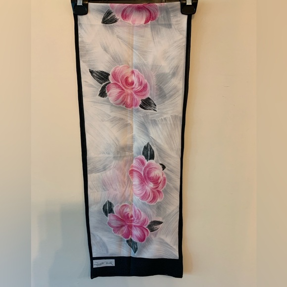 Yvette Montage Paris Accessories - YVETTE MONTAGE Floral Pink and Black Scarf